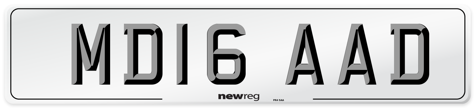 MD16 AAD Number Plate from New Reg